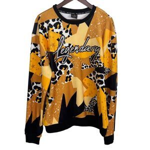 Switch Remarkable Legendary Graphic Yellow Long Sleeve Pullover Men's XL Leopard